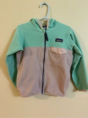 Patagonia Kids' Mint & Beige Hooded Fleece Jacket 4T